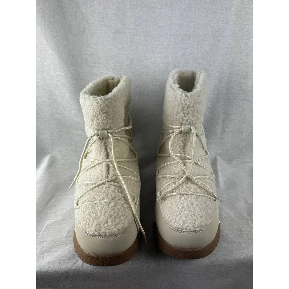 All in Motion Womens Winter Boots Cream Faux Shearling Thermolite Snow‎ Boots 10